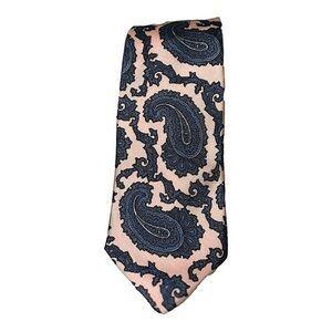 Johnny Carson Pink and Blue Paisley Necktie 100% Silk